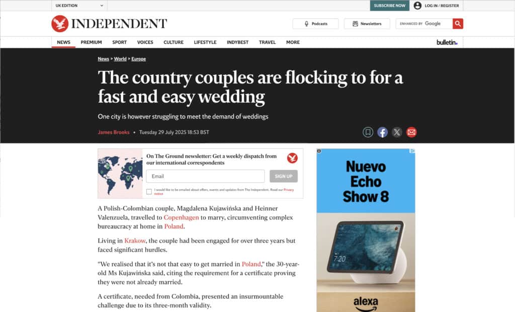 Getting Married in Denmark Independent article Hero Section