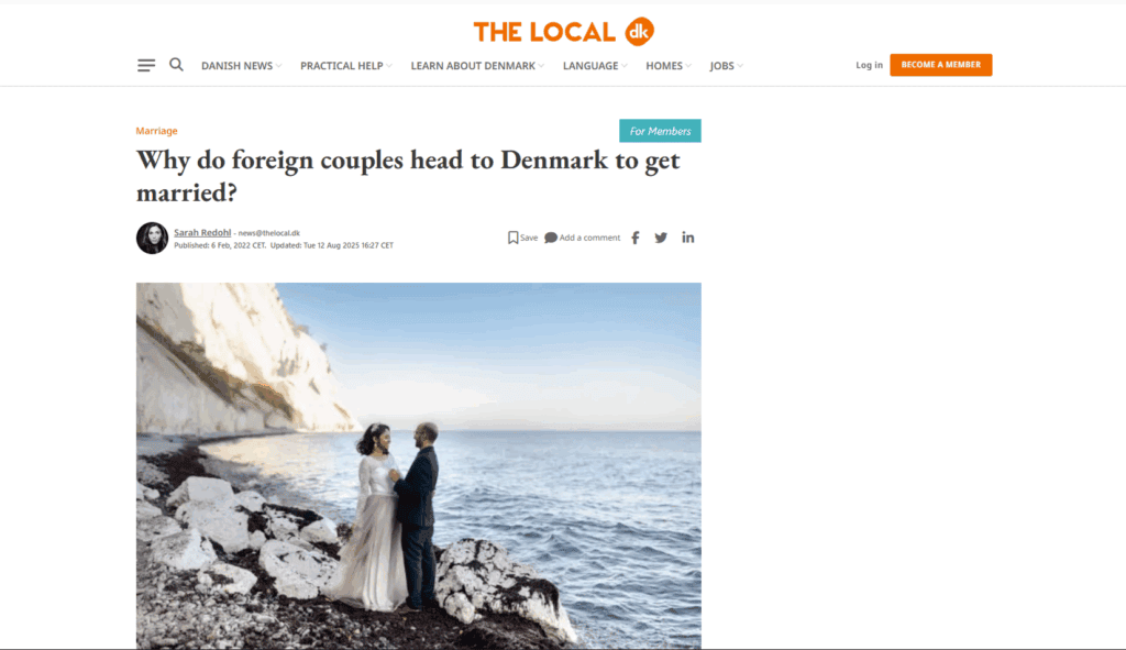 The local hero section Getting Married in Denmark