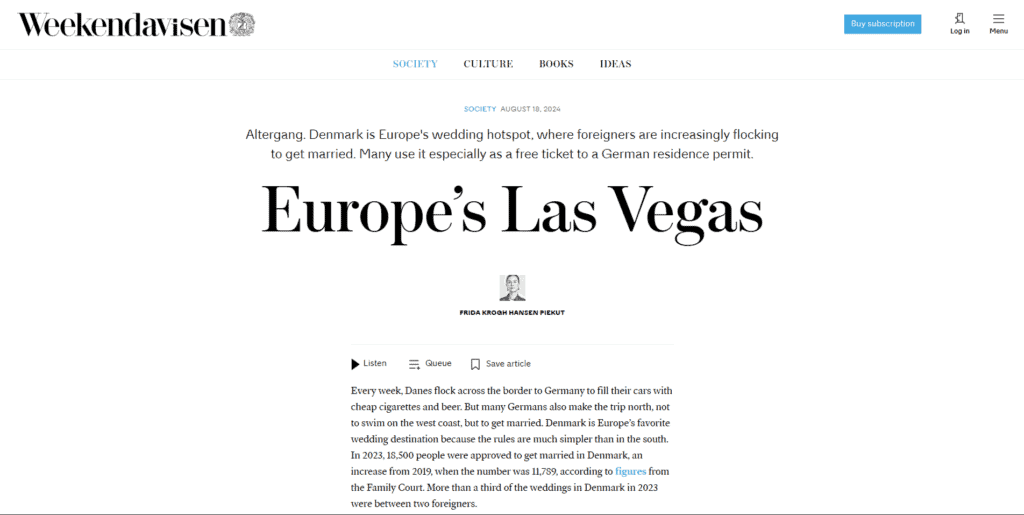 weekendavisen hero section Getting Married in Denmark