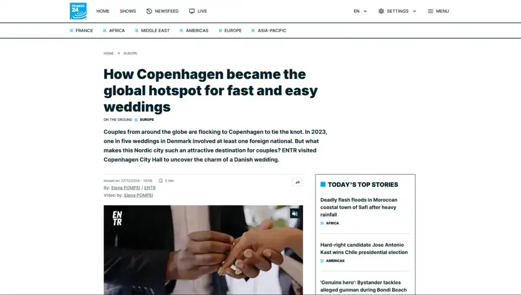 france24 screenshot Getting Married in Denmark