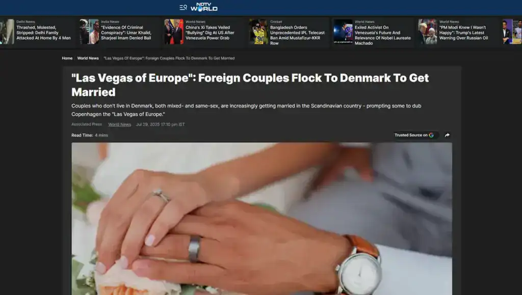 ndtv screenshot Getting Married in Denmark