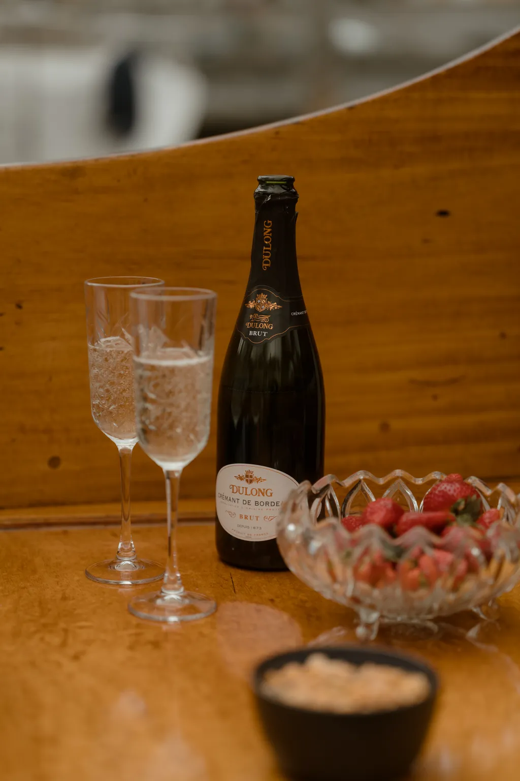 Champagne and strawberries on the boat